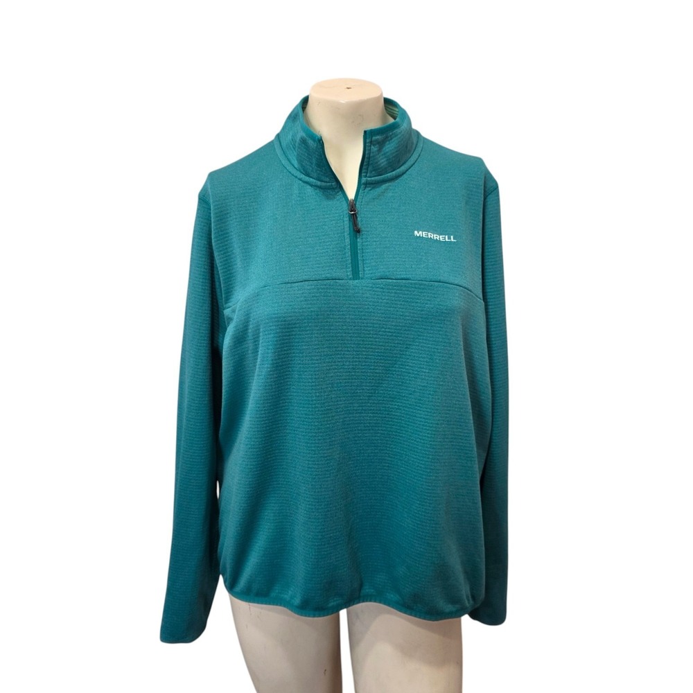 Merrell Womens Teal Quarter Zip Pullover Long Sleeve Hiking Outdoor Activewear